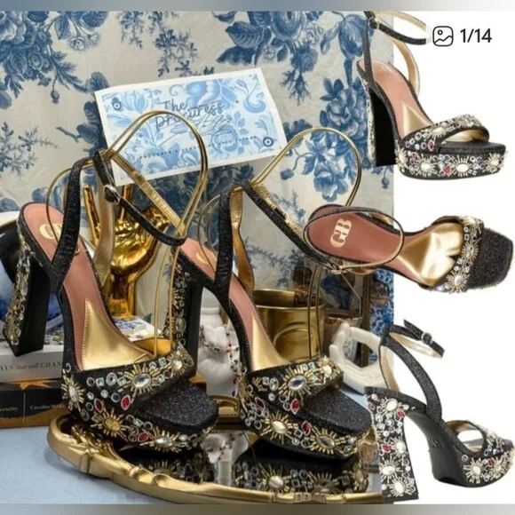GB Gianni Bini Enchant-Ment Bead Embellished Platform Sandals.  Size  7 - Picture 10 of 10